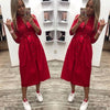 Women Autumn Casual Sashes Button A-Line Dress Office Lady Seven Sleeve Elegant Party Dress 2019 Vintage Women Mid Length Dress
