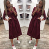 Women Autumn Casual Sashes Button A-Line Dress Office Lady Seven Sleeve Elegant Party Dress 2019 Vintage Women Mid Length Dress