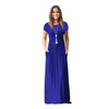 VOZRO Suit-dress Longuette Short Sleeve Solid Color Pocket Round Neck Will Pendulum Sexy Winter Maxi Dress Women Vestido Dresses