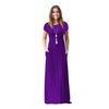 VOZRO Suit-dress Longuette Short Sleeve Solid Color Pocket Round Neck Will Pendulum Sexy Winter Maxi Dress Women Vestido Dresses