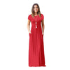 VOZRO Suit-dress Longuette Short Sleeve Solid Color Pocket Round Neck Will Pendulum Sexy Winter Maxi Dress Women Vestido Dresses
